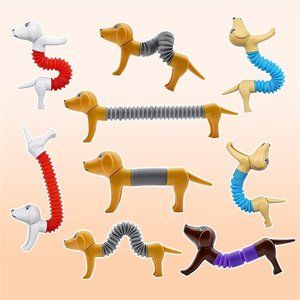 1 Piece of Spring Dog Pop Tube Fidget Toy Assorted